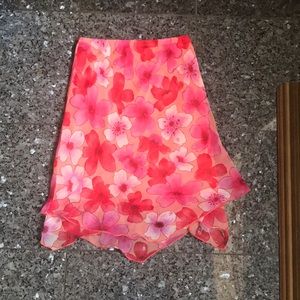 1 Long Pink Floral Skirt. Size M, 8-10